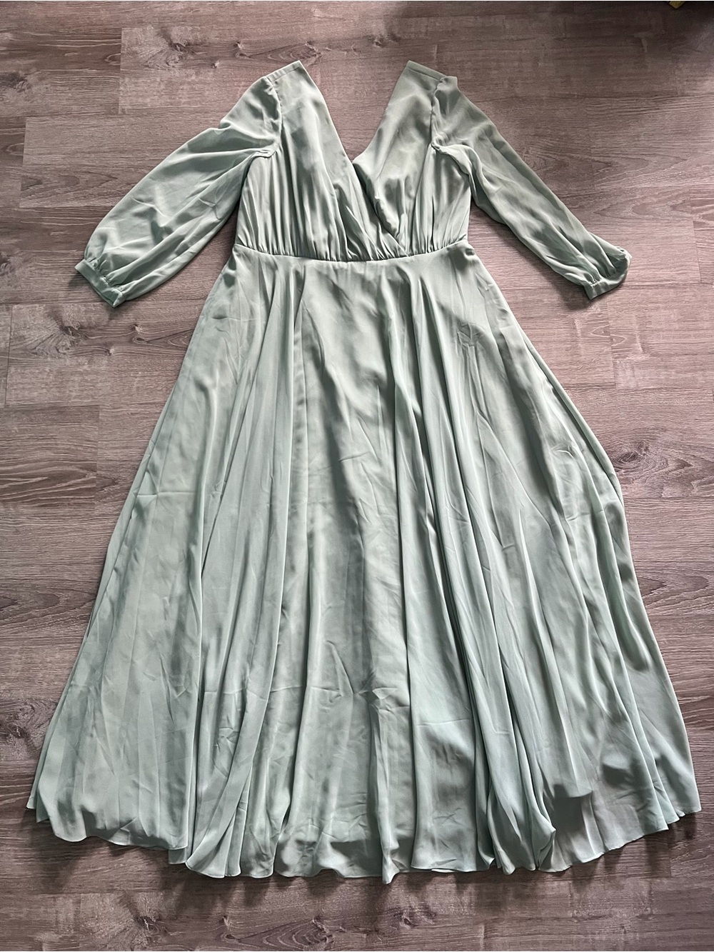 Revelry Sage Green V-Neck Flowing Maxi Dress